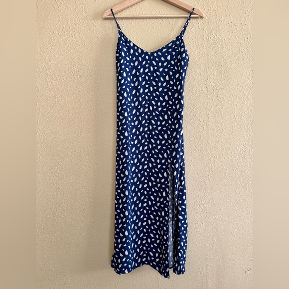 Reformation | Crimini Blue & White Midi Dress Moray - Size 0 - Picture 4 of 7